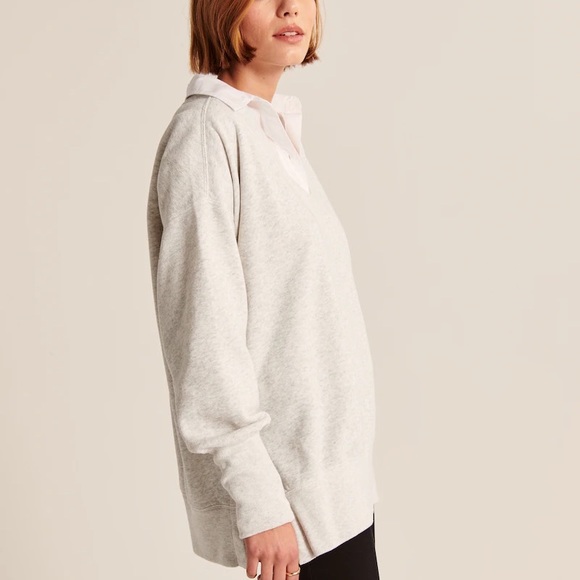 Abercrombie Split-Hem Tunic V-Neck Sweatshirt new - Picture 5 of 5